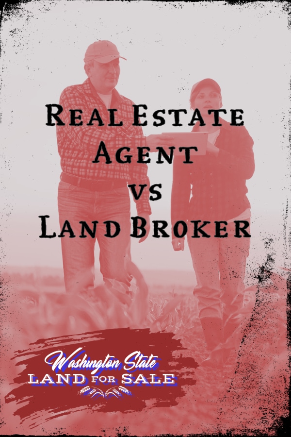 land broker and client walk through a field together